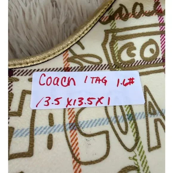 Coach Y2K Scribble Plaid Gold Trim Hobo Bag F13309 Pink Lining - Picture 11 of 11